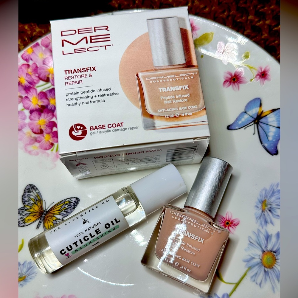 Dermelect Transfix Restore, Repair Base Coat & The Lifestyle Co. Cuticle Oil New
